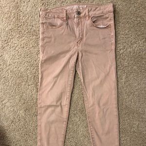 BLUSH PINK AMERICAN EAGLE HI RISE JEGGINGS
